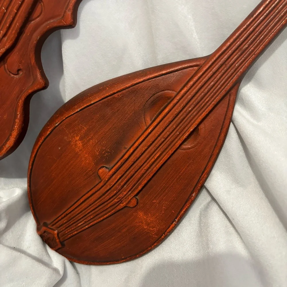 Vintage MCM Violin Mandolin Wall Art Decor Royal Cast Aluminum Large 18”
